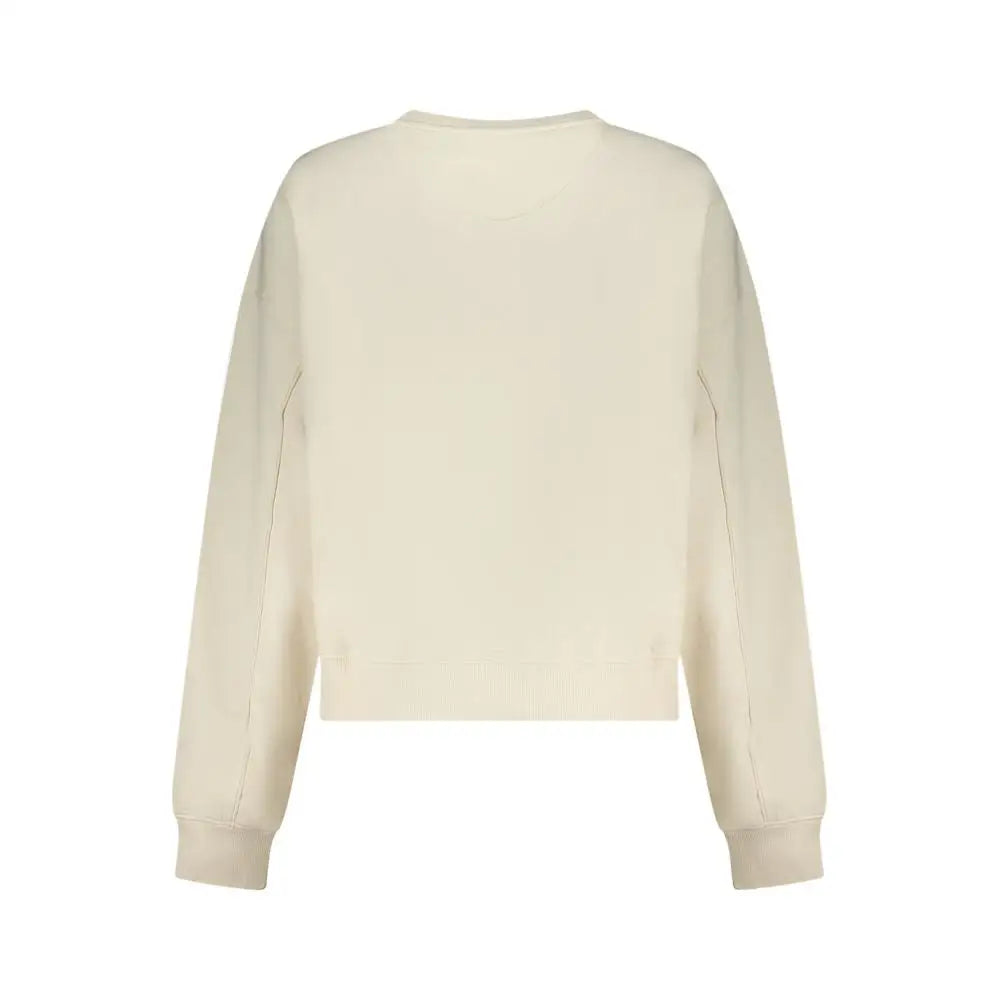 Guess Jeans hvid bomuldssweatshirt i cremfarvet med lange ærmer