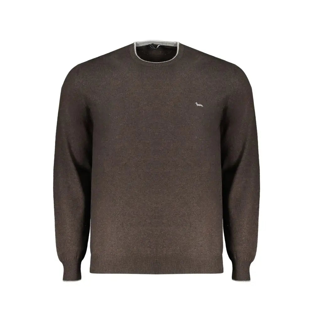 Harmont & Blaine brun cashmere sweater med grå trim, 100% originale brands