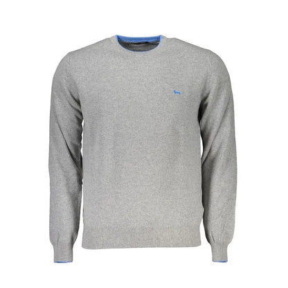 Harmont & Blaine grigio viscosa grå hedet crewneck sweater med blå trim