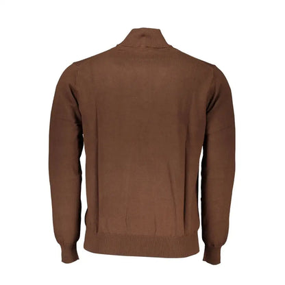 Harmont & Blaine Marrone cotton sweater with ribbed collar, cuffs and hem