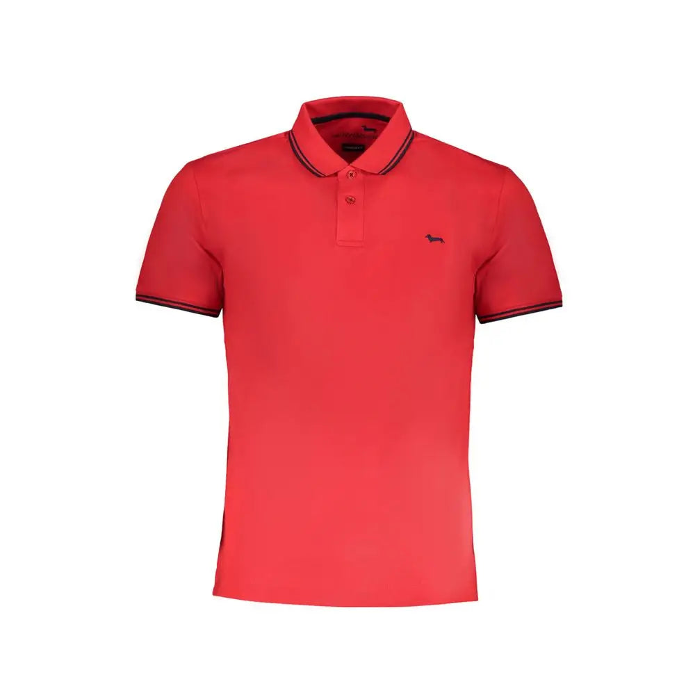 Rød Harmont & Blaine polo i bomuld med sort trim og logo. Spar 30-70% på 100% originale brands