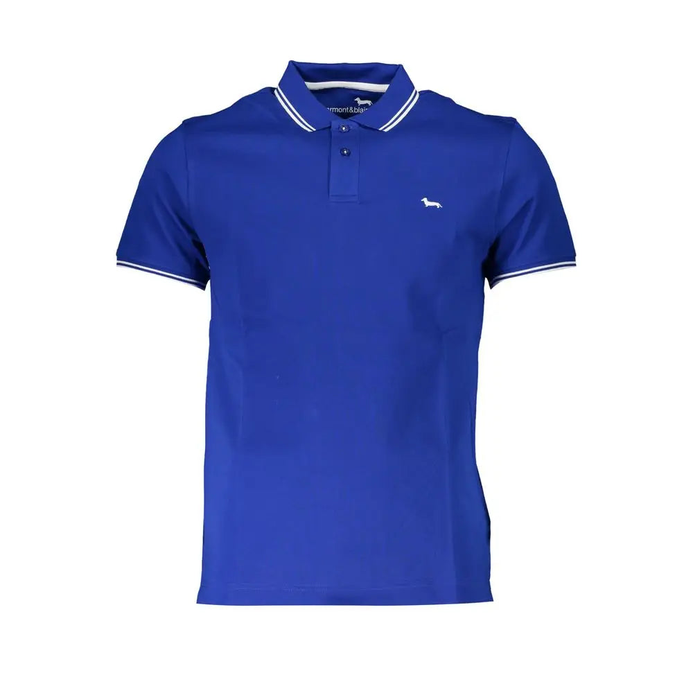 Harmont & Blaine sleek short sleeved contrast polo i kong blå med hvid trim og broderet hundelogo