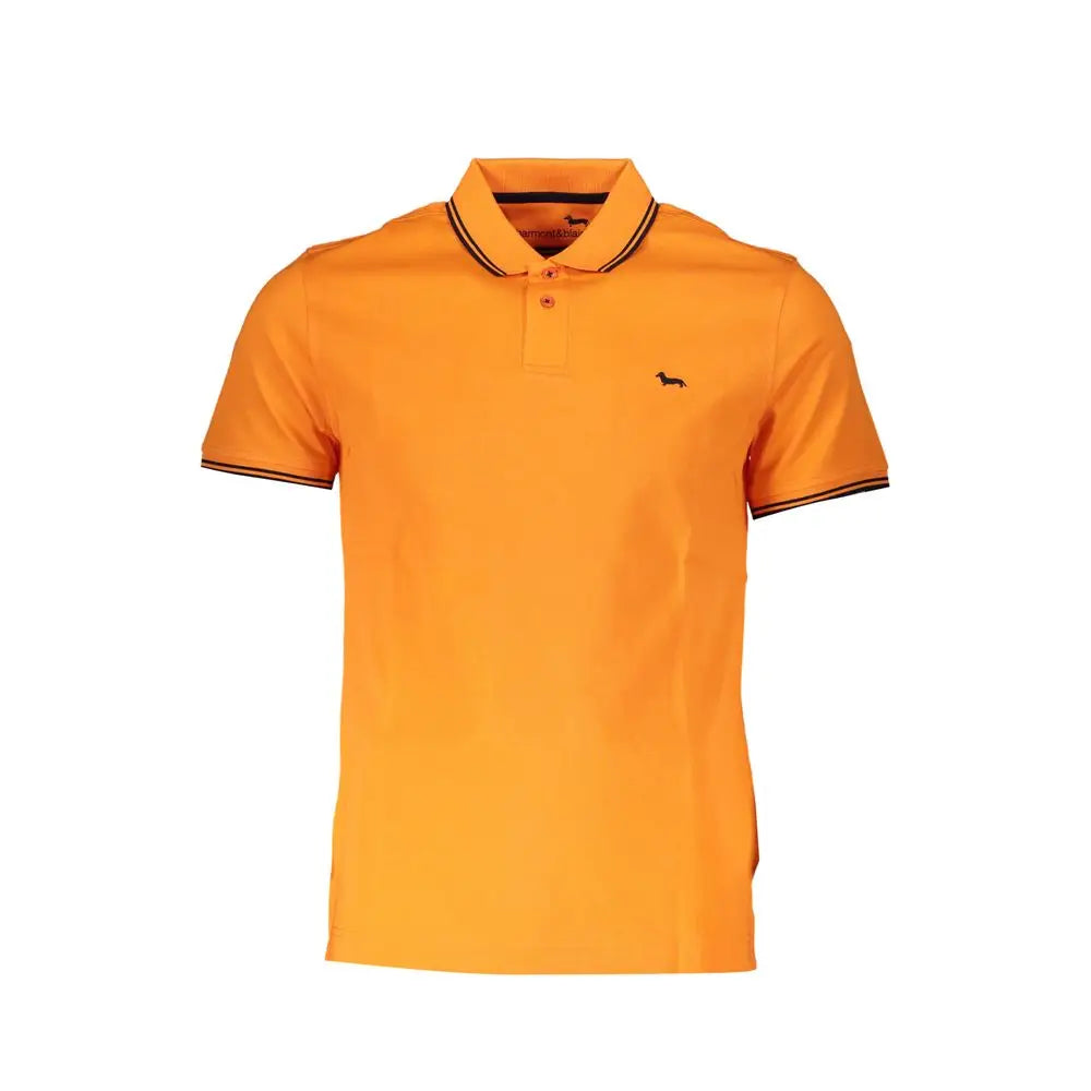 Harmont & Blaine sleek summer polo shirt i lys orange med sort trim og broderet hundelogo