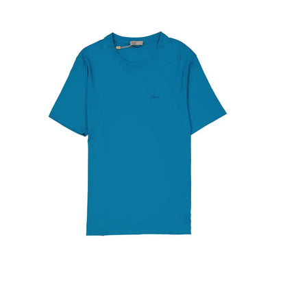 Herno blå bomuldst-shirt i teal med logo. Spar 30-70% på mode