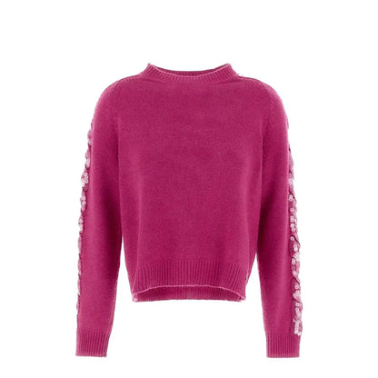 Herno multicolor cashmere sweater i levende fuchsia med pink sequins