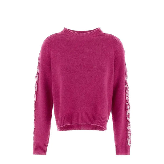 Herno multicolor cashmere sweater i levende fuchsia med pink sequins