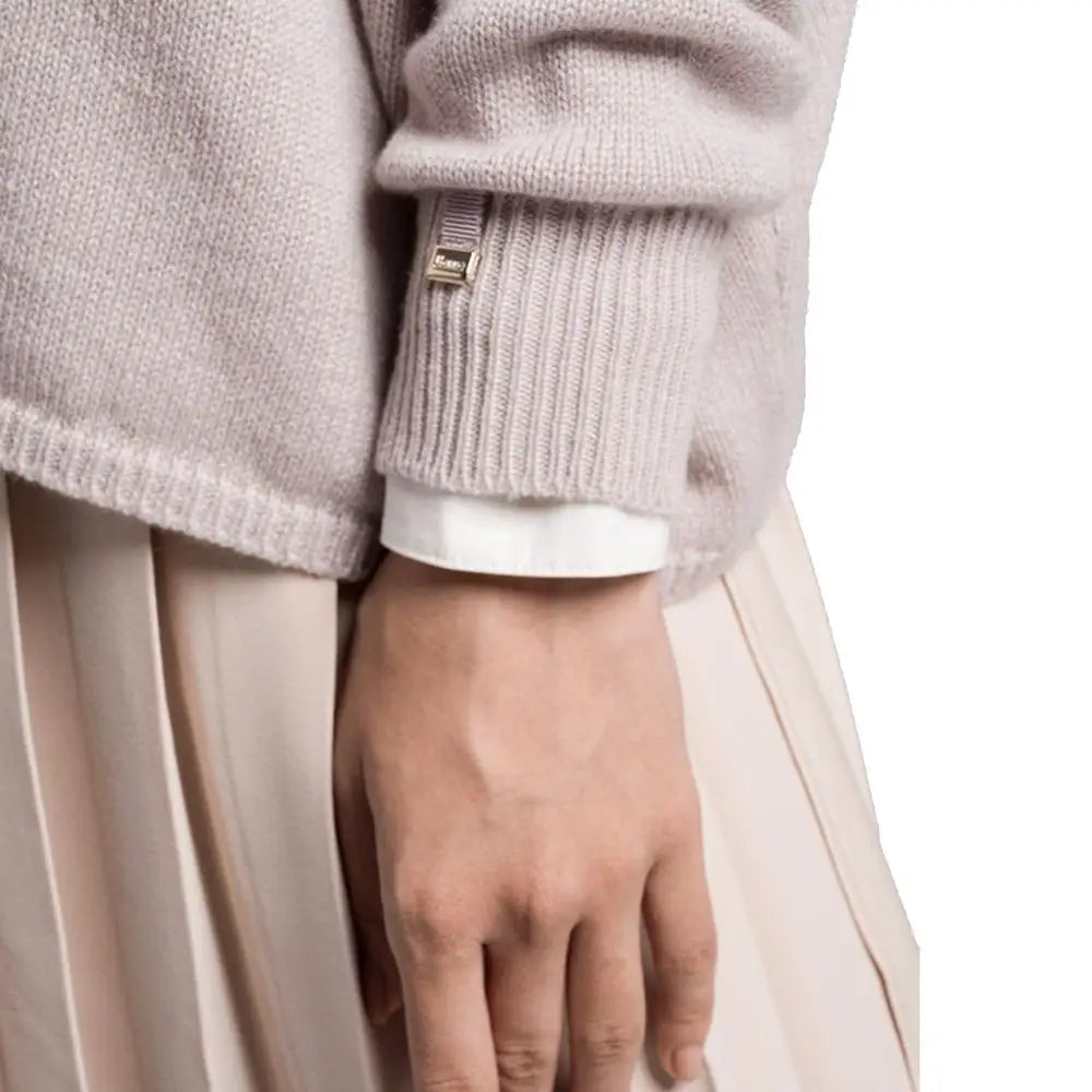 Herno multicolor cashmere sweatshirt cuff in light gray ribbed knit with gold-tone tag