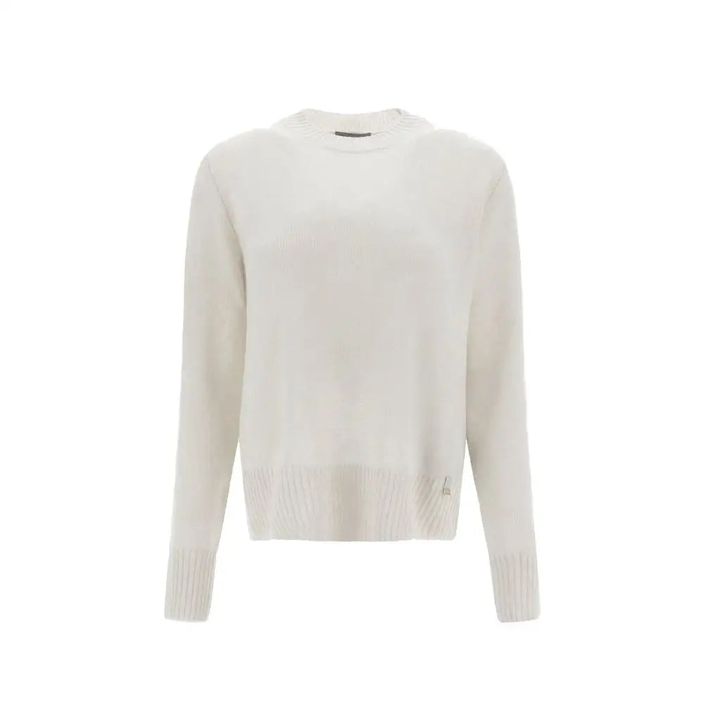 Herno hvid cashmere sweater i cremfarvet strik med ribkant