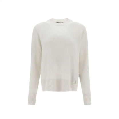 Herno hvid cashmere sweater i cremfarvet strik med ribkant