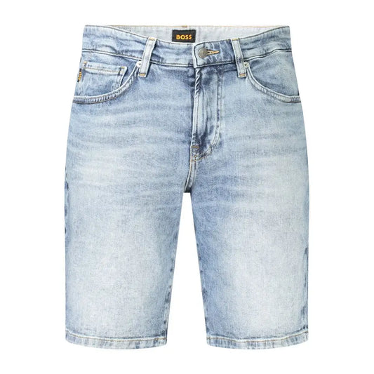 Hugo Boss blå bomuldsshorts med lysvask denim og femlommedesign