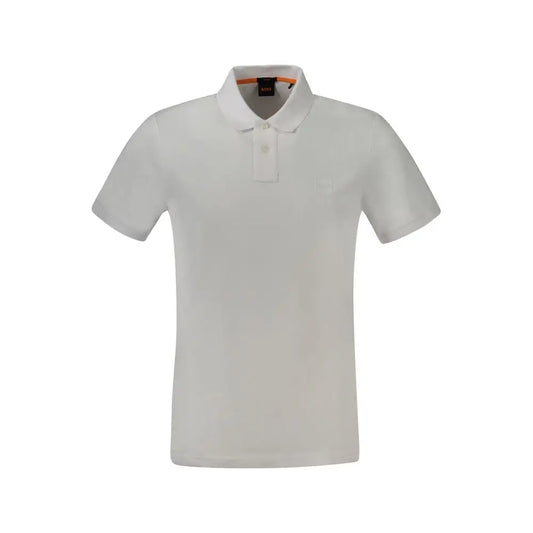 Hugo Boss hvid bomuldspolo med orange trim, 100% originale brands