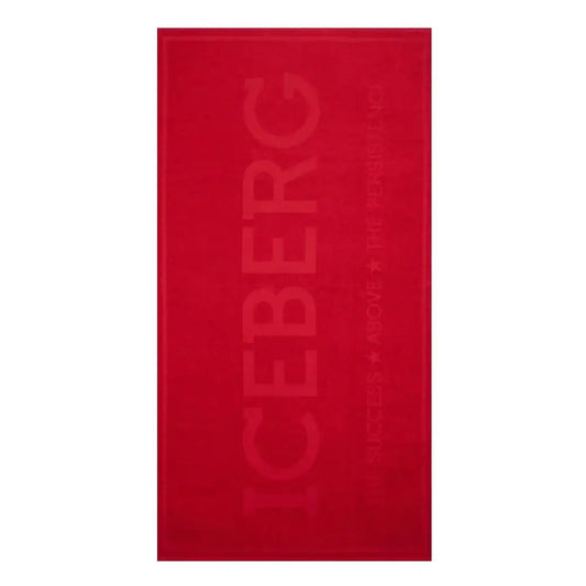 Rød isberg bomuld herre strandhåndklæde med relieff logo