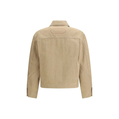 Jacquemus beige cotton denim jacket med struktureret krave
