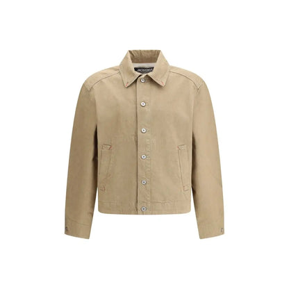 Jacquemus beige cotton denim jacket med klassisk krave og knapforlukning