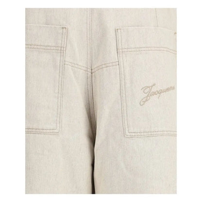 Jacquemus beige cotton jeans denim med subtil broderet logo