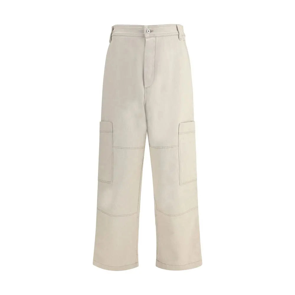 Jacquemus beige cotton jeans denim med vide ben og lommer
