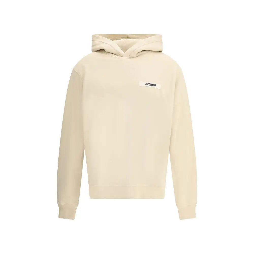 Jacquemus beige cotton sweatshirt med minimalist hvidt label