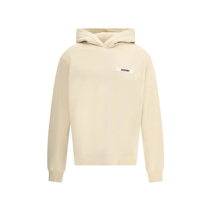 Jacquemus beige cotton sweatshirt med minimalist hvidt label
