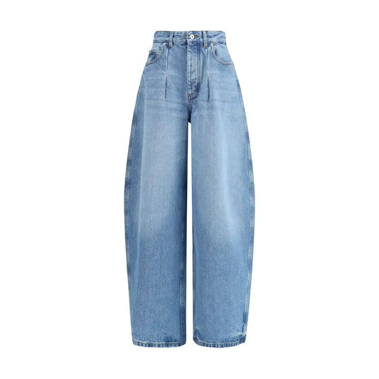 Jacquemus blue cotton jeans med high-waist wide-leg fit