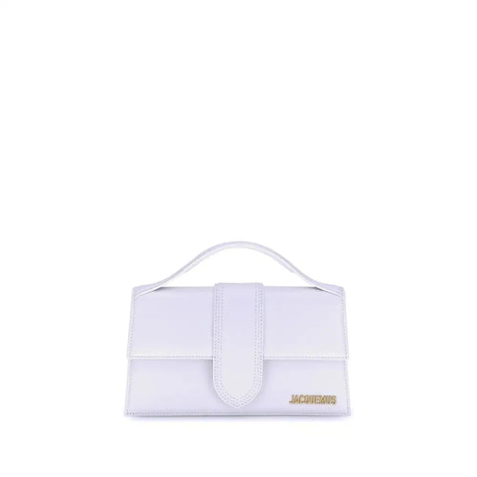 Jacquemus white calf leather Bos Taurus minimalist handbag with gold-tone branding