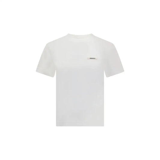 Jacquemus hvid bomuldst-shirt med minimalistisk logo, outlet mærkevarer 100% originale brands