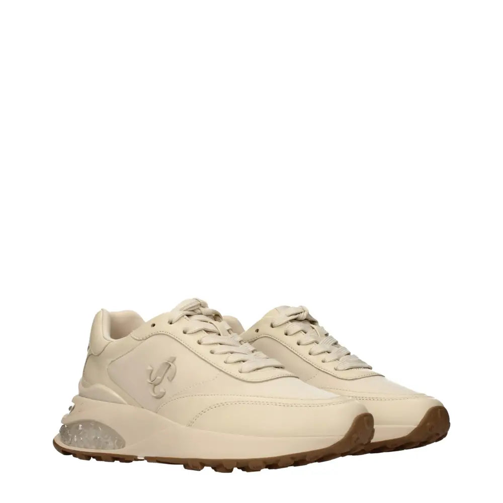 Jimmy choo beige chunky sneakers i cremfarvet stof med moderne design