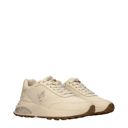 Jimmy choo beige chunky sneakers i cremfarvet stof med moderne design