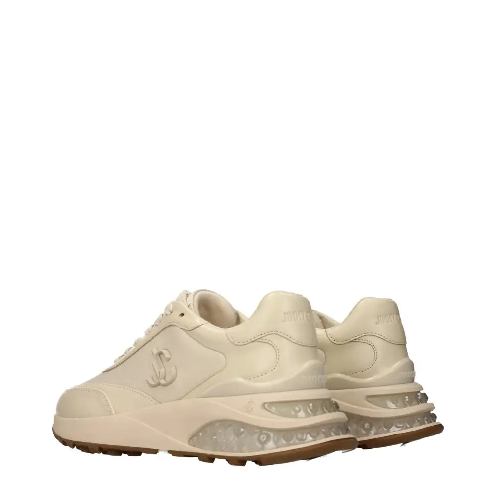 Jimmy choo beige chunky sneakers med cremfarvet læder og boble-mellemsål
