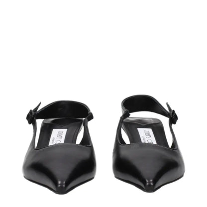 Jimmy Choo Black Leather Flat Sandals