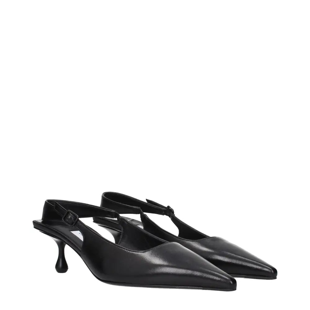 Jimmy Choo Black Leather Flat Sandals