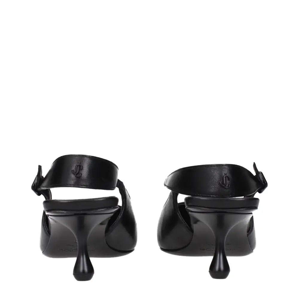 Jimmy Choo Black Leather Flat Sandals