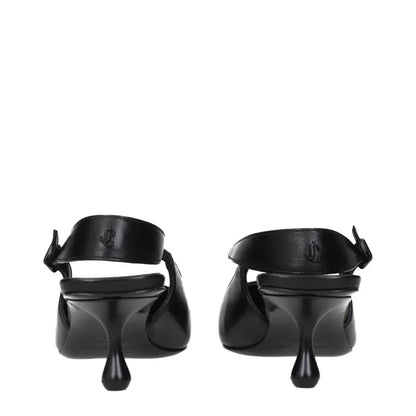 Jimmy Choo Black Leather Flat Sandals