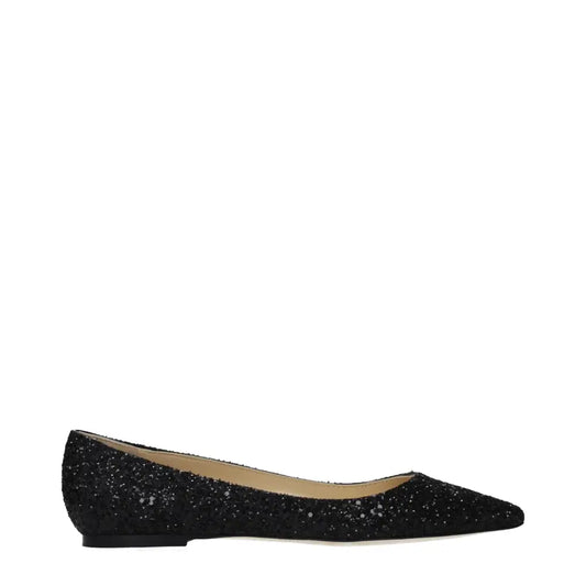 Jimmy Choo sorte glitter flade ballet flats med spids tå og lav hæl
