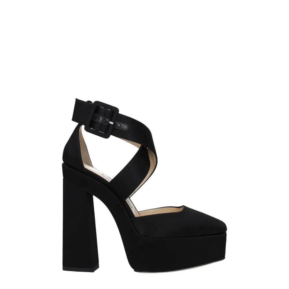 Jimmy Choo Black Satin Platforms