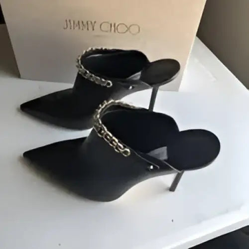Jimmy Choo Lexx 100 Black Gold Pump Heels