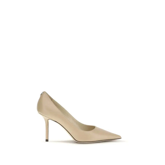Jimmy Choo multicolor goatskin high heel pumps in beige patent leather pointed-toe design