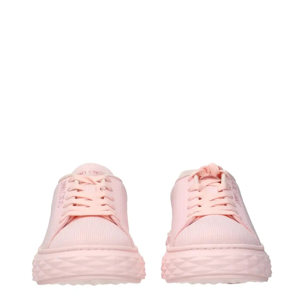 Jimmy Choo pink platform sneakers med tekstureret stof og geometrisk sål