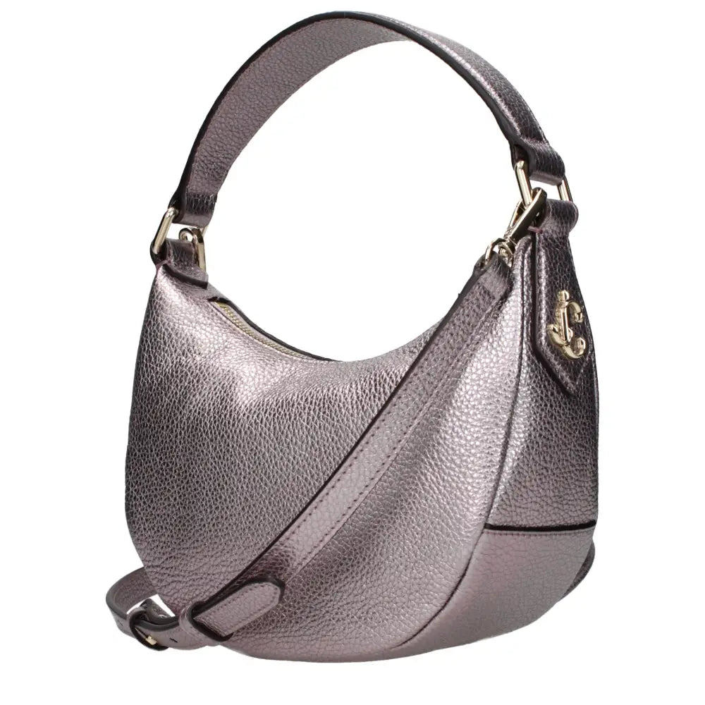 Jimmy Choo pink læder taske med grå pebbles og anker-logo