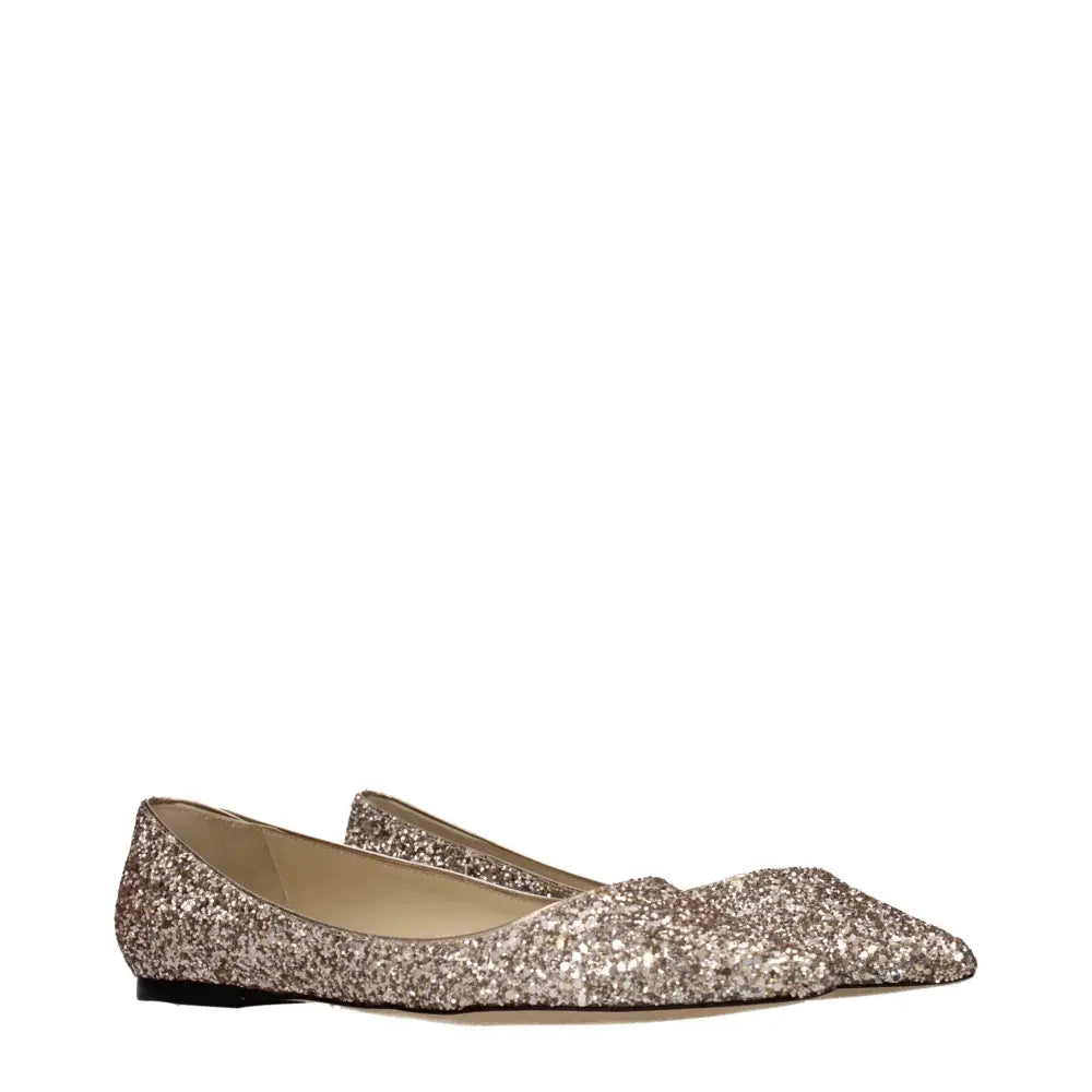 Jimmy Choo pink ballet flats med rosaguld glitter