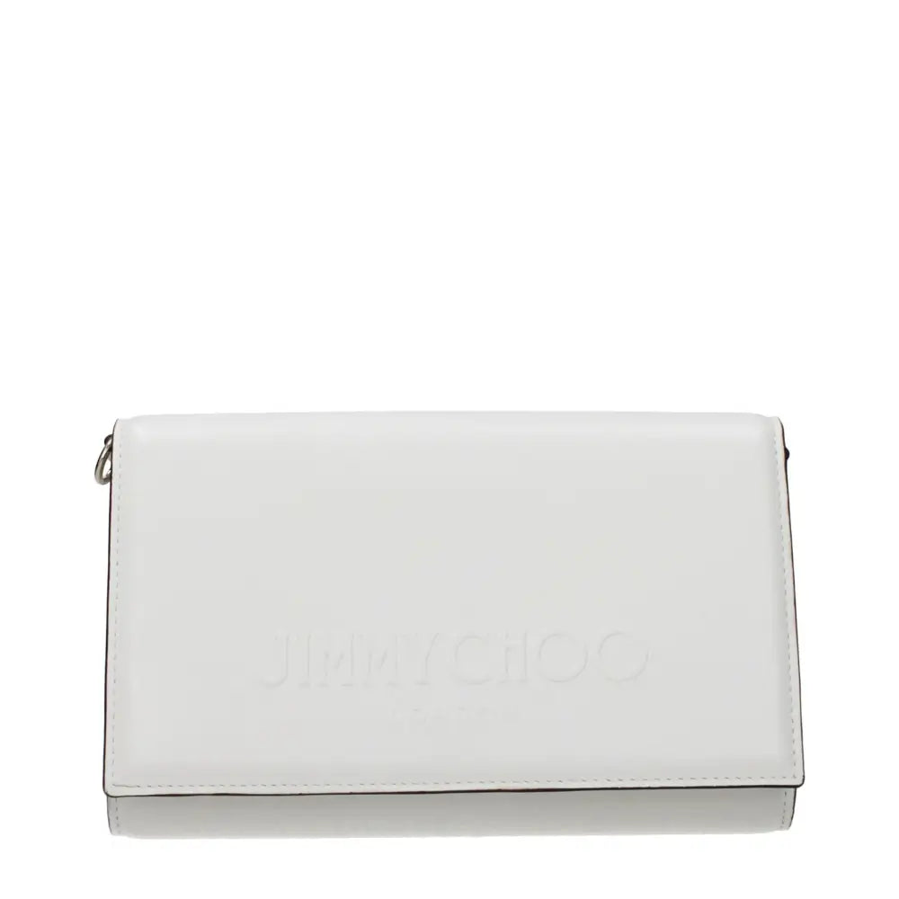 Jimmy choo hvid læderclutch med glansfuld overflade