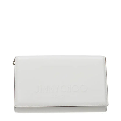 Jimmy choo hvid læderclutch med glansfuld overflade