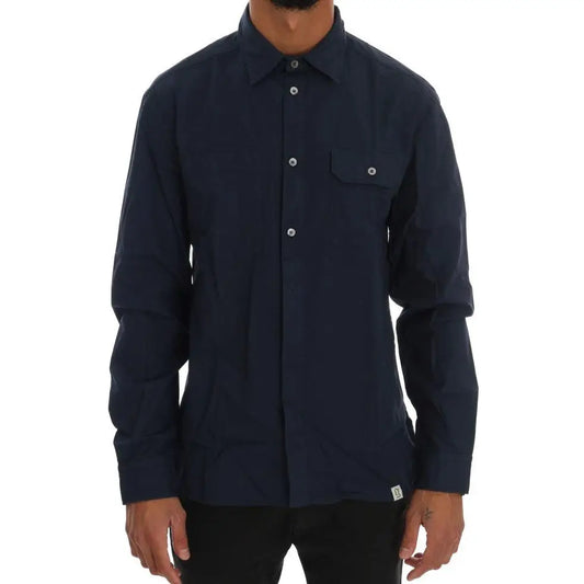 John Galliano Blue Casual Cotton Long Sleeve Shirt