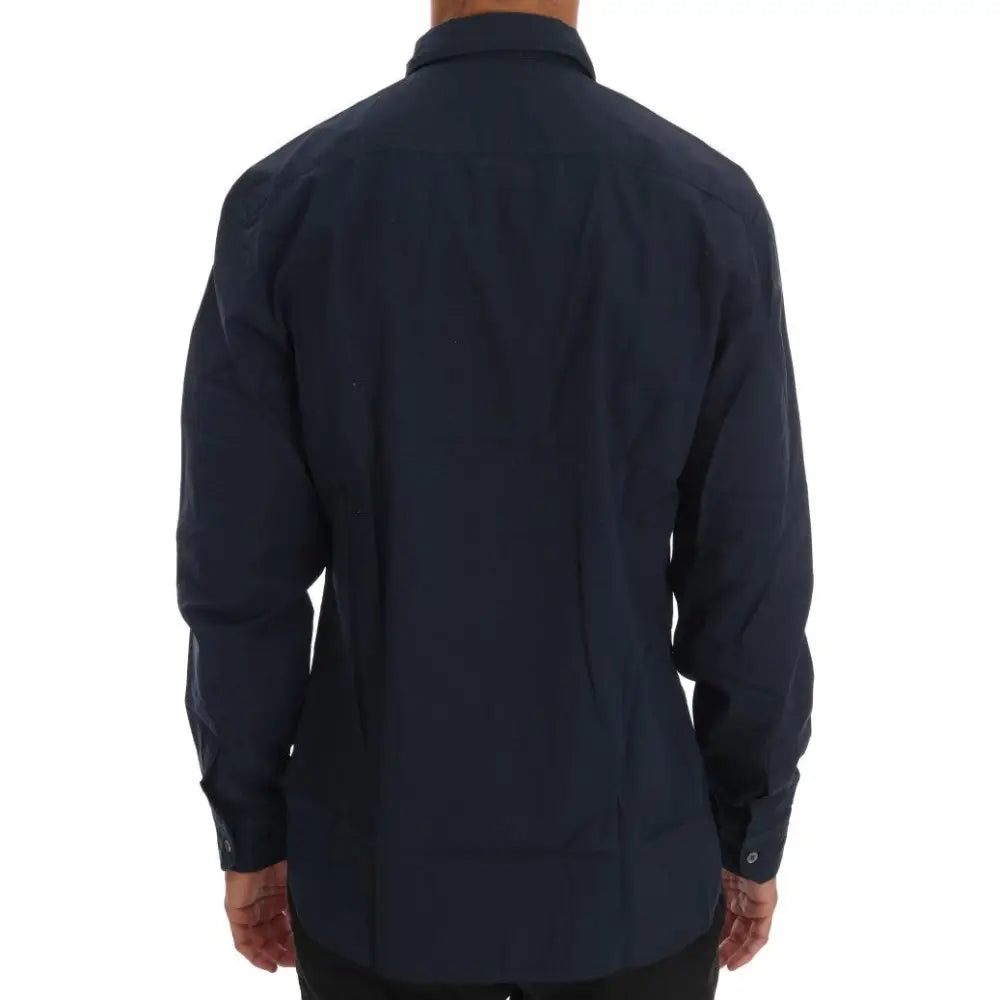 John Galliano Blue Casual Cotton Long Sleeve Shirt