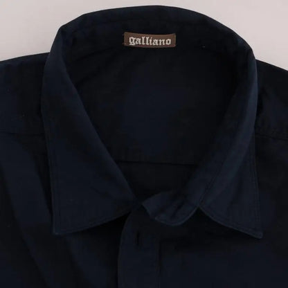 John Galliano Blue Casual Cotton Long Sleeve Shirt