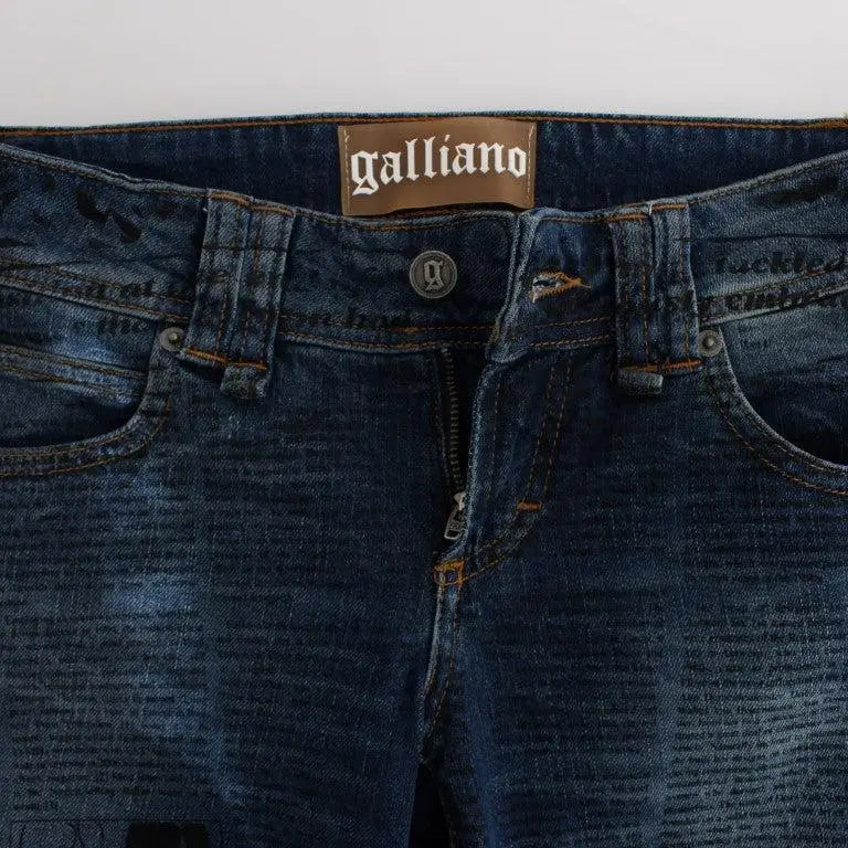 John Galliano Blue Wash Cotton Blend Slim Fit Bootcut Jeans