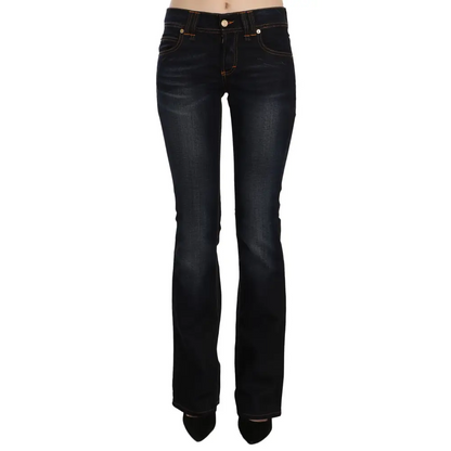 John Galliano Blue Washed Mid Waist Regular Leg Boot Cut Denim Jeans - Jeans