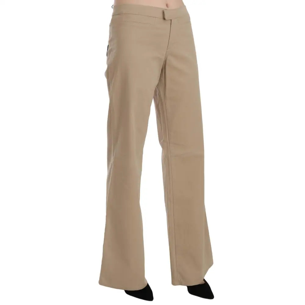 Just Cavalli Beige Mid Waist Flared Luxury Trousers
