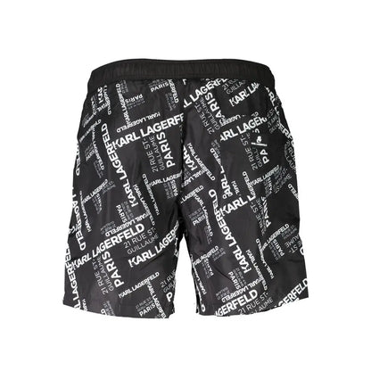 Karl Lagerfeld sorte shorts med hvidt logo print i polyester badetøj