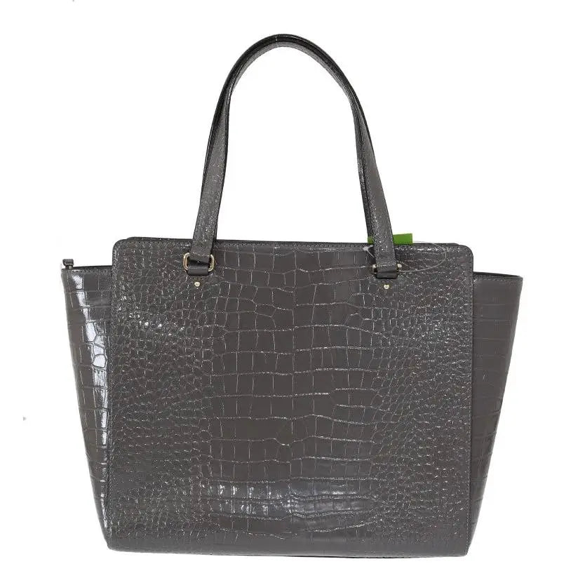 Kate Spade Grey Croc Embossed Leather Elissa Bristol Drive Tote Handbag Bag