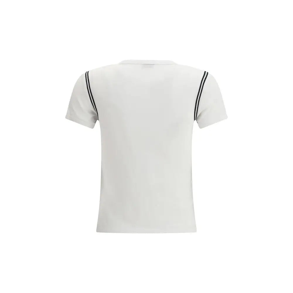 Kenzo hvid bomuldst-shirt med sorte striber. Spar 30-70% på mode